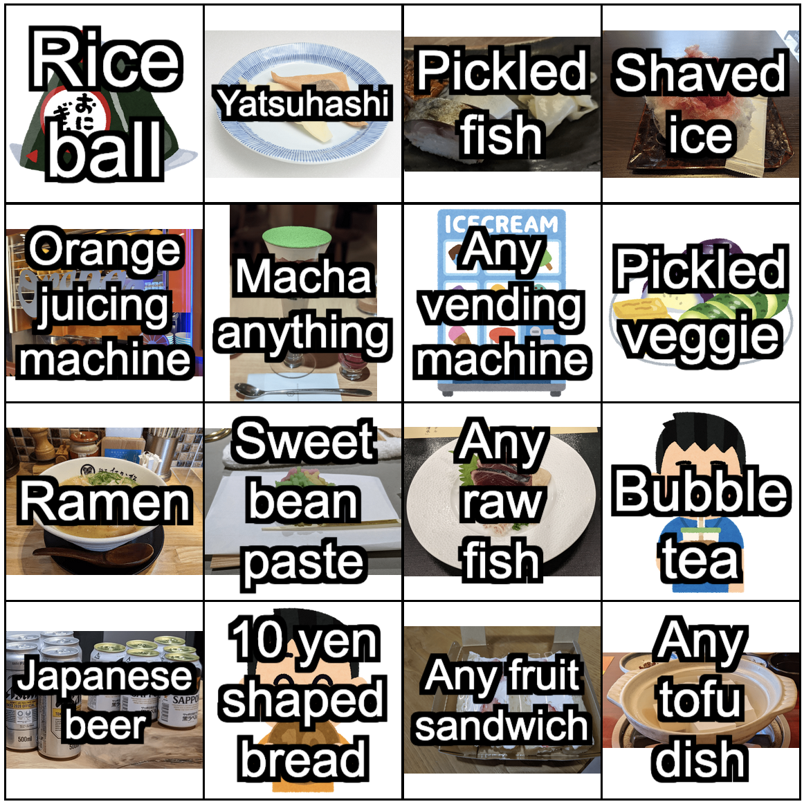 Bingo of Things to do in Kyoto